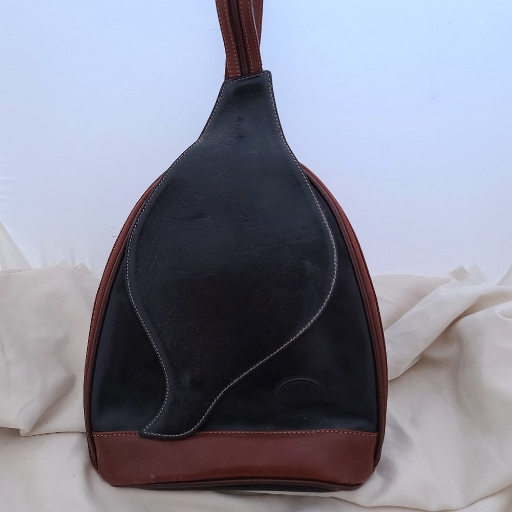 Italian Leather Convertible Leaf-Shaped Backpack